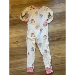 Beaufort Bonnet Company Pajamas Girls 4T White Pink Santa Pima Cotton Christmas